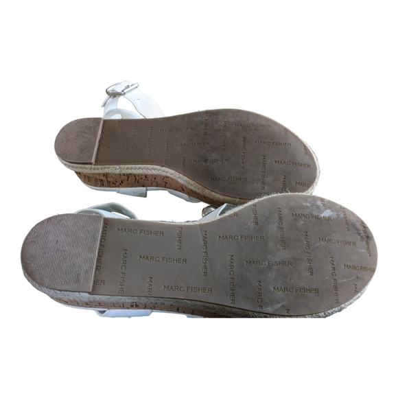 Marc Fisher Multi-Strap Studded Cork Espadrille Wedge Sandal, 6.5,GUC - Picture 8 of 9